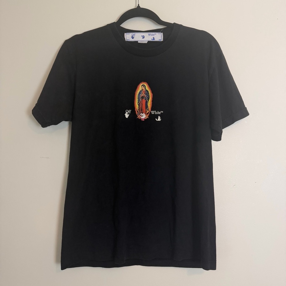 OFF WHITE Our Lady of Guadalupe Graphic Black T-Shirt Medium - Picture 2 of 8